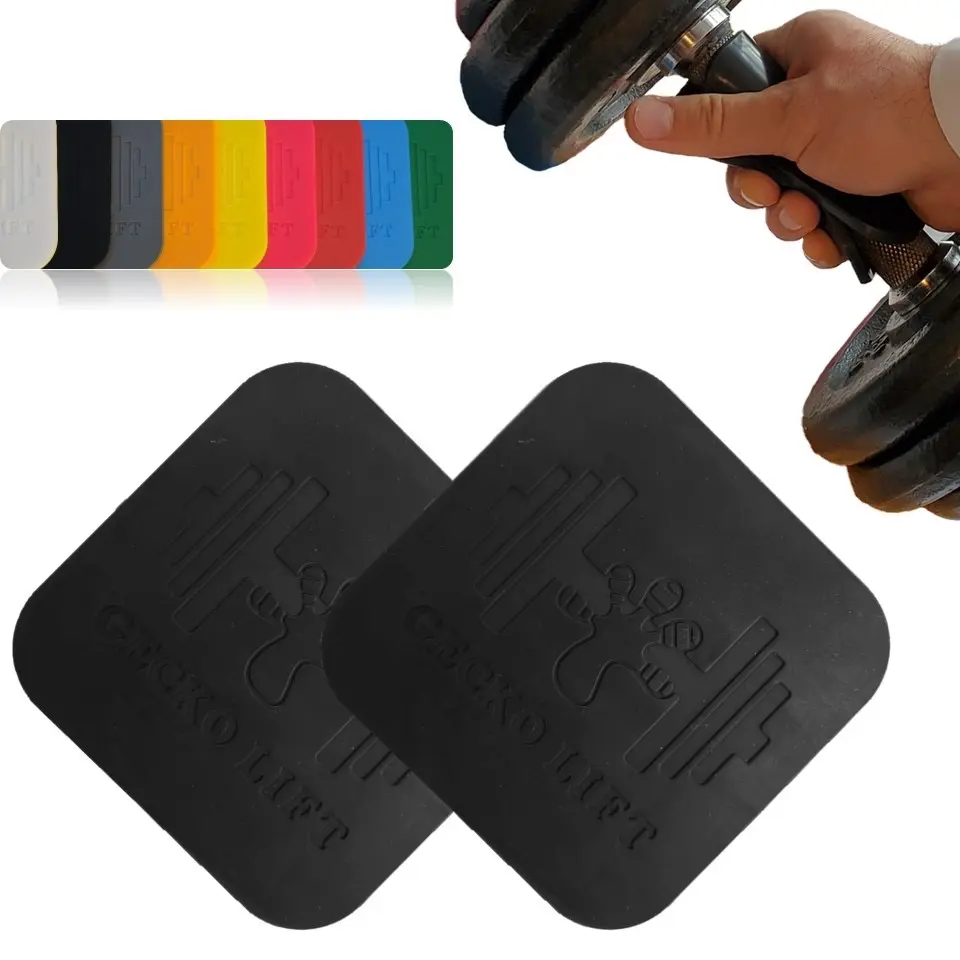Black Premium Silicone Grip Pads for Weights Dumbbells Benchpress Pull Ups - Weightlifting Accessory Non-Slip Non Sweat