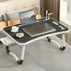 Portable Foldable Laptop Desk – Multi-functional Bed Tray with Cup Holder, Storage Drawer, USB, Fan, and Light – Stable and Durable Lap Desk for Eating, Reading, Writing on Bed, Sofa, Couch – Perfect for Home Office, Study, Relaxation, Work