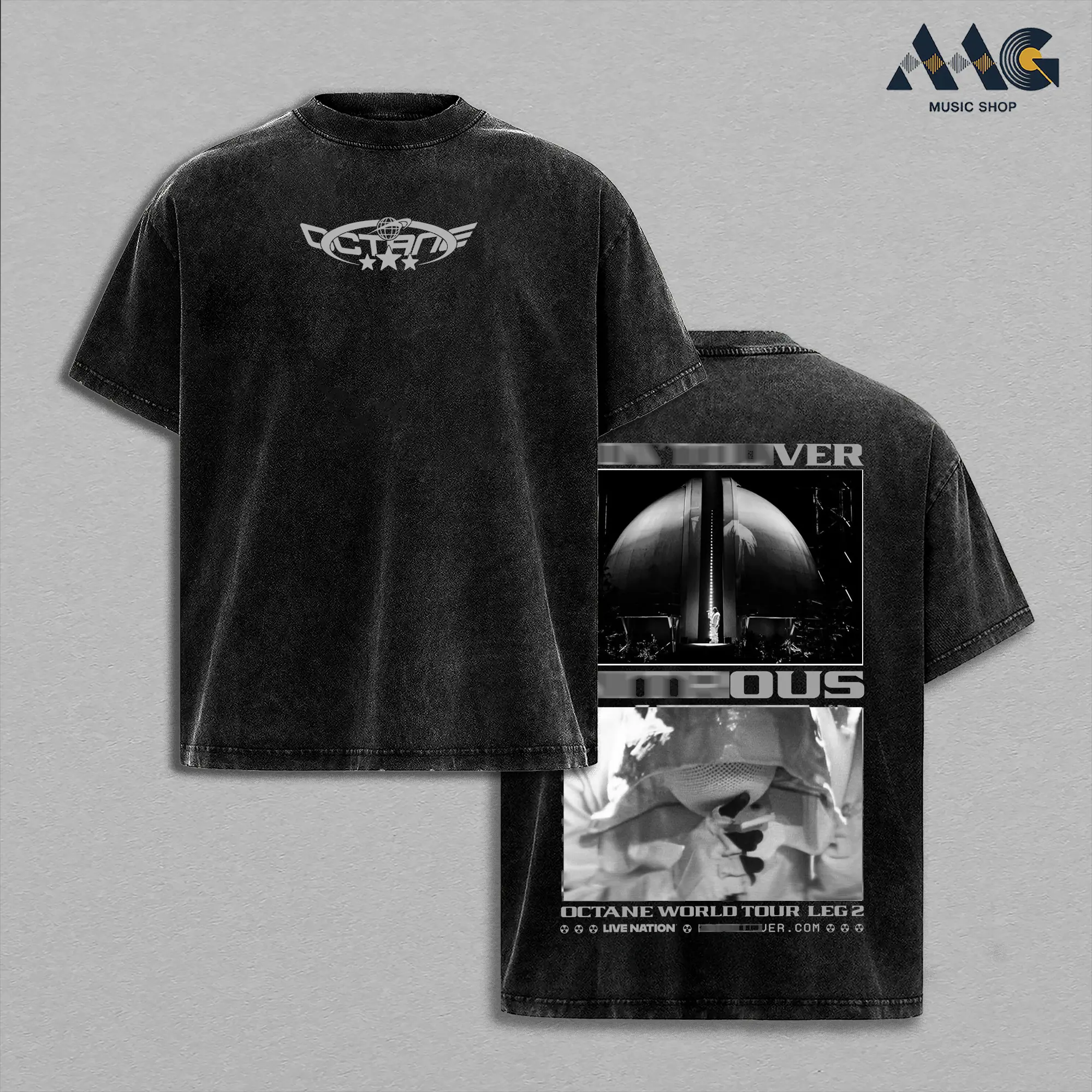 Vintage Octane World Tour Leg 2 Hardstone Psycho Album Y2K Oversized Graphic Tee Men Vintage Washed Clothes, Heavyweight Cotton Unisex Shirt Good Graphic Tees, Live Nation Concert Photo Music Merch, Trendy T-shirt Top Men's and Women's Clothing