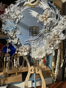 Chinese handmade Silk Fan-baby blue