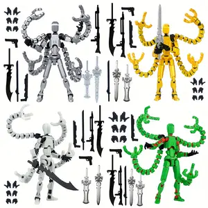 Set of 4 T13 Action Figures, Fully Assembled, Colorful T13 Figure Collection, 3D Printed T13 Robo Dummy Action Figures, T13 Action Figure