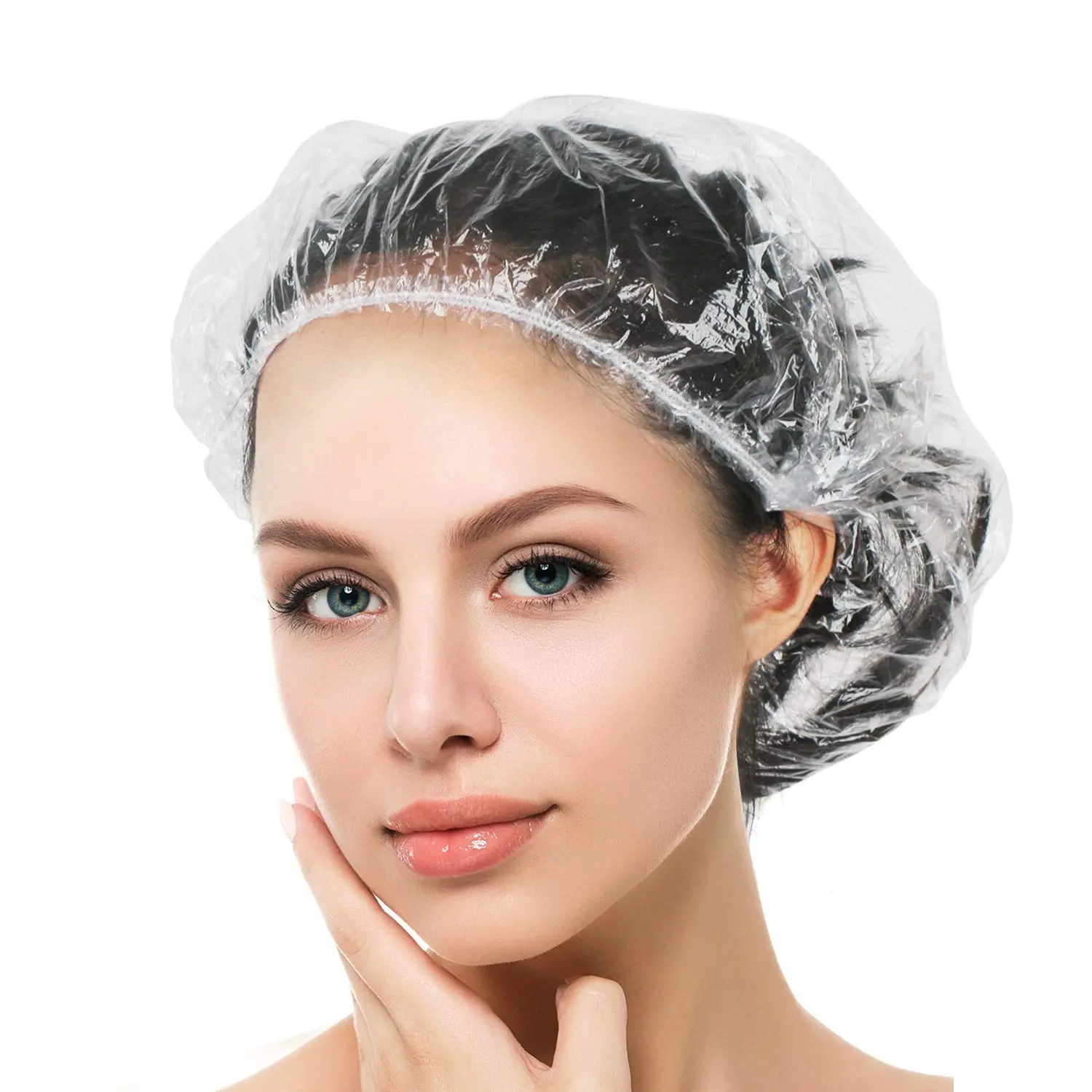 200/100PCS Disposable Shower Caps, Plastic Clear Hair Cap Large Thick Waterproof Bath Caps for Women, Hotel Travel Essentials Accessories Deep Conditioning Hair Care Cleaning Supplies