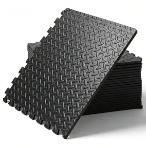 Puzzle Exercise Mat ½ in, EVA Interlocking Foam Floor Tiles for Home Gym, Mat for Home Workout Equipment, Floor Padding for Crawling, Black, 20 in x 20 in x ½ in, 6/12 Tiles