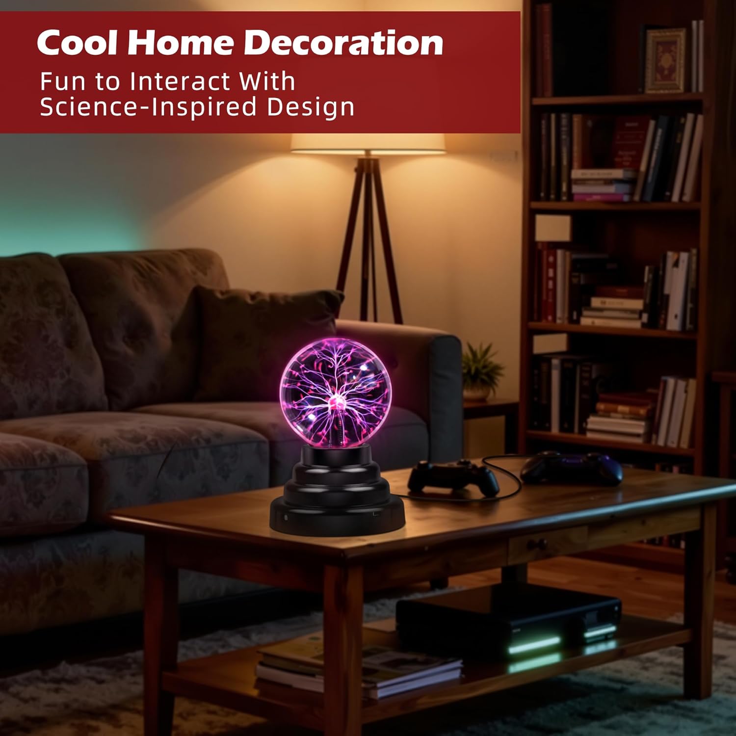 3 Inch Touch Sensitive Plasma Ball Lamp USB Powered Magic Globe Light，Touch Sensitive Interactive Plasma Lamp Nebula Sphere Globe,Gift for Parties,Decorations， Birthday and Holiday