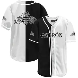 Black And White Split Patron Tequila Baseball Jersey , trendy baseball jersey