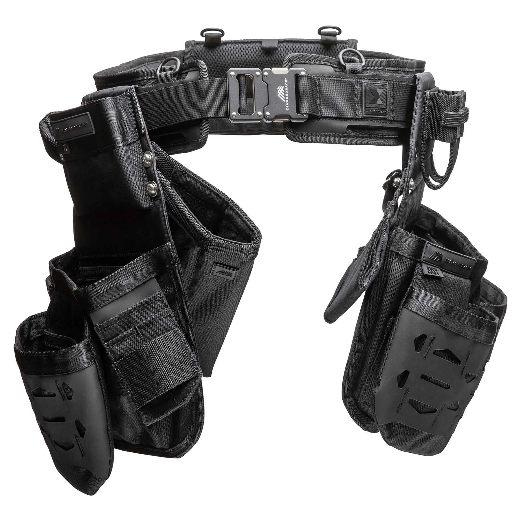Professional High-Capacity Tool Belt System - High-Mobility Rig with 15 Tool Slots, Hammer Holster X, Flat Bar Holster, Speed Square Slot for Roofing, Siding, Construction