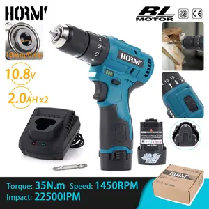 Brushless Electric Drill 3in1 Cordless Driller Driver Adjustable Speed Electric Impact Screwdriver home tools With 2Pcs Makita 10.8V Battery