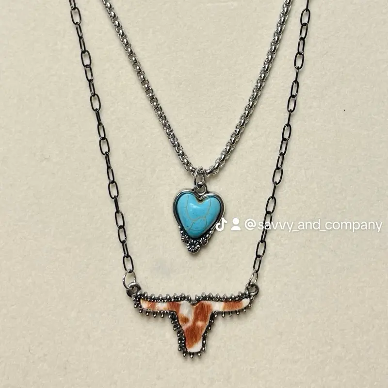 Double chain charm necklace