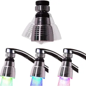 Swivel 3-Color Temperature Sensitive Gradient LED Water Faucet Light - Color Changing Tap for Kitchen and Bathroom