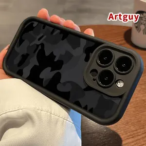 Phone Case for iPhone 17 Pro Max 16 Plus 15 14 13 12 11 Air E Stealthy Shadow Camouflage Shockproof Silicone TPU Bumper Drop Protection Soft Cover