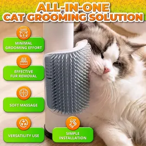 Wall-Mounted Self-Grooming Cat Scratcher, Reduces Shedding, Massages & Soothes Cats, Kittens, Space-Saving Design for Corners & Furniture Sides