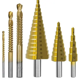 Step Drill Bit Set, 4-12 4-20 4-32mm 3/6/8mm Saw Drill Bit Set, Power Tool Accessories for Woodworking Coring Machine