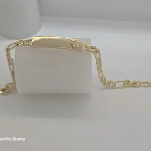 ID bracelet With Heart fashion figaro new style gold-plated 8"inches 8N-21CM ENGRAVING AVAILABLE leave a note with your name valentines