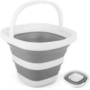 Collapsible 5L Foldable Bucket with Handle Portable Wash Basin Storage Bin Ice Tub for Fishing Beach Outdoor Camping Kitchen RV Car Wash Cleaning Accessories