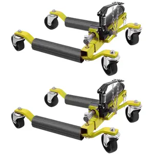 Gaomon 2Pcs Powder-Coated Steel Car Wheel Dolly, 1500 LBS Capacity Fully Assembled Trailer Dolly with Hydraulic Lift Tire Jack & Twin Rollers for Truck, RV Vehicle Positioning, Yellow