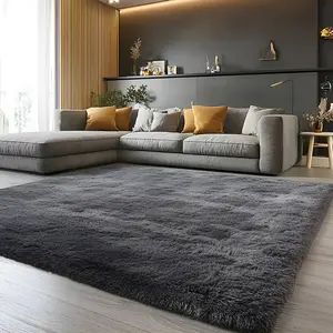 Shag Area Rugs, 5ft x 8ft Soft Fluffy Indoor Carpet for Living Room Bedroom Decor, Dark Gray
