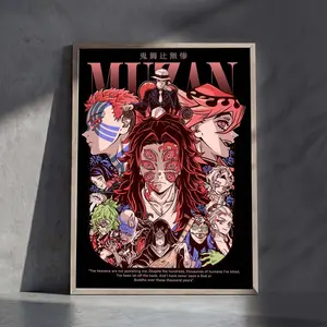 Demon Slayer Anime Manga Poster Print, Muzan Kibutsuji Upper Moons Vintage Minimalist Wall Decor Hanging, Japanese Decor Artwork Gift