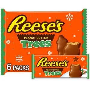 REESE'S Milk Chocolate Peanut Butter Trees, Christmas Candy Packs, 1.2 oz (6 Count)