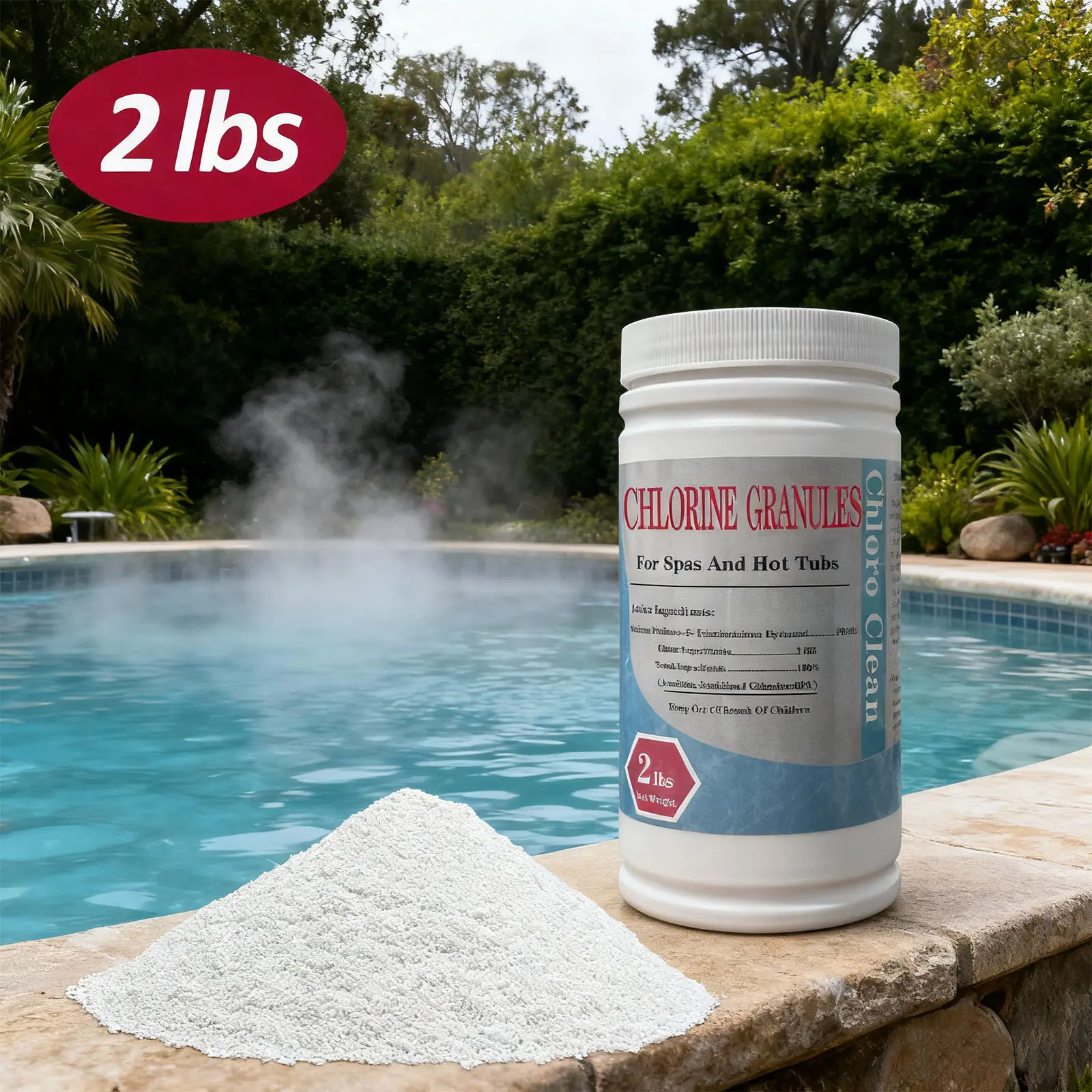 2lbs Chlor-in Granules Mutifunctional for House Cleaning, Swimming, Pond, Toilet, Bathroom Drain, Sewer, Kitchen, Hot Tub and Spa, Easy to Use