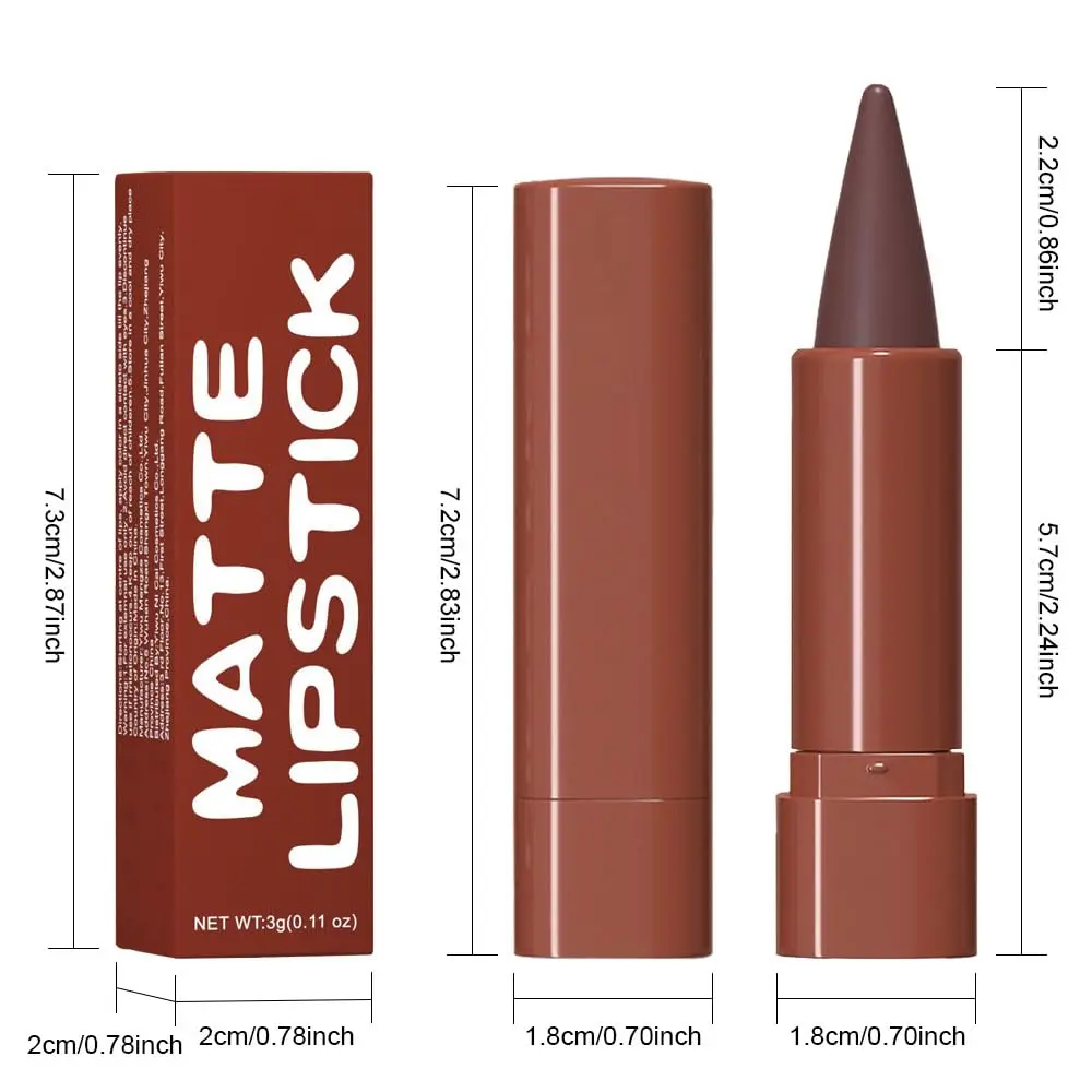 2-in-1 Gradient Dark Brown Lip Liner & Lipstick Combo Women's Long Lasting Makeup Set