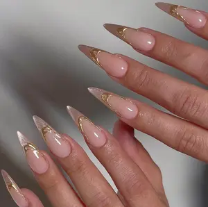 Glitter French Tip Press On Nails: Handmade Faux Acrylic Gel Nails