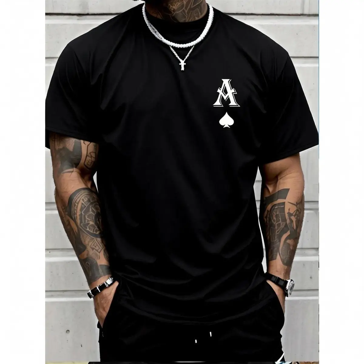 Men's Graphic T-Shirt, Casual Short-Sleeve Cotton Streetwear Top, Breathable Round Neck Fashion for Summer Wear