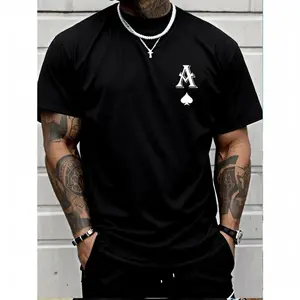 A Print Men's Creative Top, Casual Short Sleeve Crew Neck T-shirt, Men's Clothing For Summer Outdoor