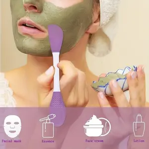 Two-In-One Silicone Cleansing Mask Brush, Dual-Head Design, Soft Silicone, Deep Cleaning, Face Mask Application, Essential for Lazy Skincare