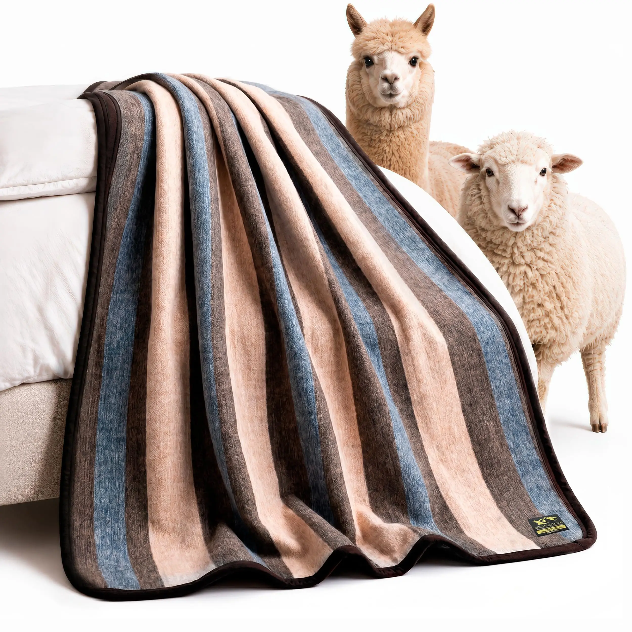Desert Breeze Distributing - Peruvian Natural Alpaca & Sheep Wool Blanket - Full/Queen Size 72x88 Inches - Heavyweight Warmth & Breathable - Premium Wool Texture - Rustic Cozy Comfort