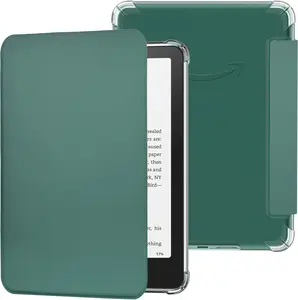 Case for 7'' All- Kindle Paperwhite 12th Generation 2024 & Kindle Colorsoft Signature Edition, Ultra Slim PU Leather Clear Soft Flexible TPU  Cover with Auto Wake/Sleep, Midnight Green