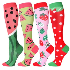 ISUNIE Fruit-Inspired Compression Socks 4 Pairs (15-20mmHg) For Women & Men – All-Day Comfort, Ideal for Running,  Athletics, Outdoor Activities, and Office Work, Refreshing and Breathable, Relieves Leg Fatigue,Mid-Year Limited-Time Deal