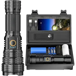 Flashlights LED High Lumens Rechargeable,  20,000 Lumens XHP70.2 Super Bright Flashlight, Flash Light  ,  Handheld Flashlight with holster for  Camping Hiking