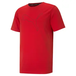 PUMA Mens Performance Cat Graphic Crew Neck Short Sleeve Casual Tops Casual - Red
