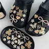 22-Hole Shoe Accessories Set, Faux-Pearl Bow, Bear and Star Chain Decorative Shoe Charms, Bling Shoe Charms, Shoe Decoration Charms, Creative DIY Gift Embellishments for Shoes