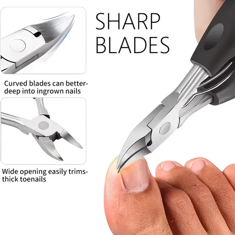 9pcs Professional Stainless Steel Pedicure Set for Home Foot Care Thick Ingrown Nails. Includes Foot Sc File Cuticle Nipper