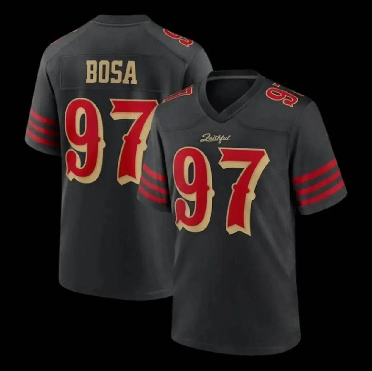 Full Logo Printed Men's Sport Activewear Bosa #97 Football Jersey, Men's Black Football Jersey Shirt, American Football Fan Jersey, Sports Uniform, Football Gift for Him