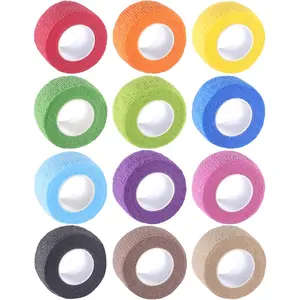 12-Pack Self Adhesive Bandage Wrap 1 Inch x 5 Yards, Elastic Athletic Tape, Tattoo Grip Tape, Non Woven Medical Tape for First Aid, Sports, Wrist, Ankle, Vet Wrap for Pets (Multi-Color)