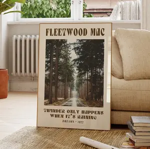 Fleetwood Mac Music Poster, 70's Vintage Wall Art, Song Lyrics Print, Gift For Music Lover, Personalised, Nature, Travel, Retro, Bar Decor