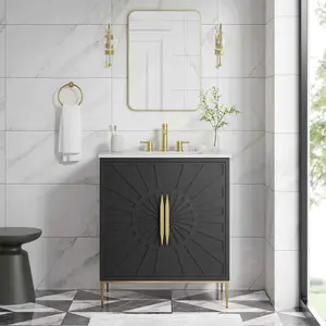 Modway Awaken 30" Bathroom Vanity in White Black
