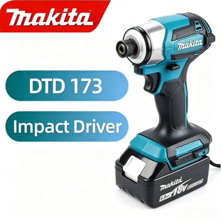 Makita DTD173 18V Brushless Impact Driver Power Tool Kit With Multi Adjustable Working Modes, Built For Cabinet Installation, Deck Framing And Interior Woodworking Assembly For Professional Renovation Carpenters, With Battery And Charger wrench