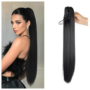 Vasilia Long Straight Ponytail Hair Extension 26" Silky Straight Claw Clip Pony Tail Synthetic Fake Ponytail Hair Extension Heat-Resistant Hairpiece for Women Daily Life Party