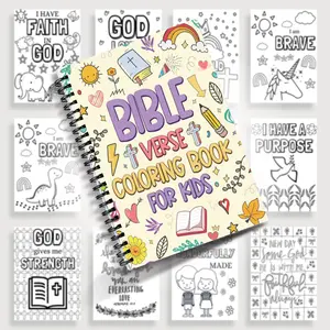 1pc 5.5x8.3 Inch Faith and Serenity Christian Coloring Book with Bible Verses, Spiral Notebook, Bible Verse Coloring Book Featuring Illustrations of The Sun, Flowers, and Books, Suitable for Relaxing Faith-based Creative Activities