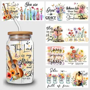 Five Sheets of Motivational UV DTF Cup Decals, Glass Sports DTF Transfer Stickers, And Plant Wipe Transfer Paper Suitable for 16Oz Glasses, Mugs, Crafts, And Furniture