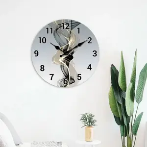 A Modern Nordic Style Wooden Art Wall Clock, Featuring A Luxurious and Abstract Golden Ribbon Design for Silent Use in Living Rooms, Bedrooms, Kitchens, Offices, Home Decor, and Gifts (excluding Batteries)