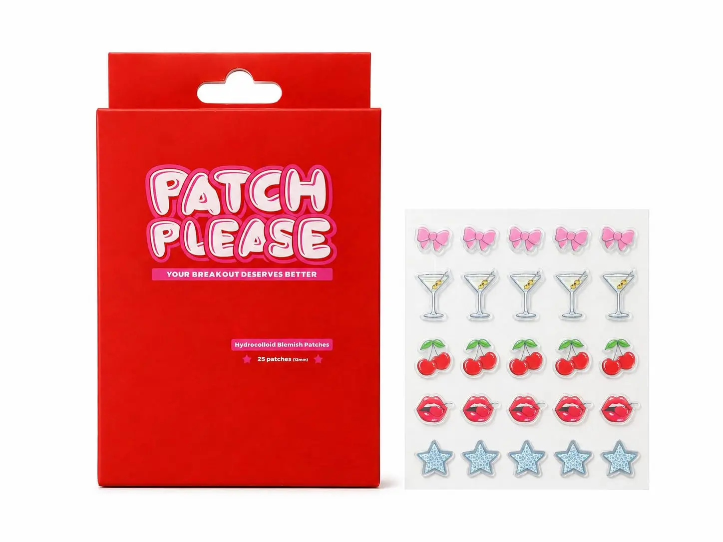 Patch Please Pimple Patches | Double Trouble 2-Pack | 5 Y2K Designs | 100% Hydrocolloid Acne Spot Treatment | Cherries, Martini, Cheetah, Bow & Lips | 50 Count