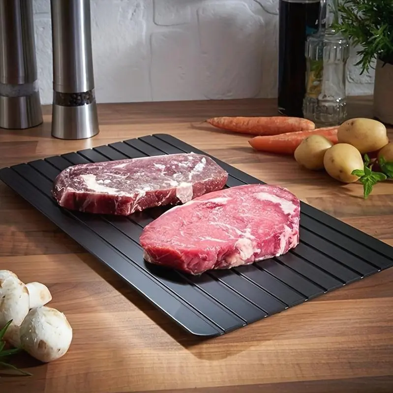 Fast Defrosting Rectangular Slotted Tray - Kitchen Gadget for Frozen Meat, Fruit and More Quick Defrosting Needs