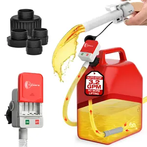 Calmara Automatic Fuel Transfer Pump with Auto-Stop, 51'' Extra Long Hose, 3.2 Gallon per Min, Battery Powered, 4 Can Adapters, Fast and Safe Portable Gas Can Pump for Oil, Diesel,Gasoline