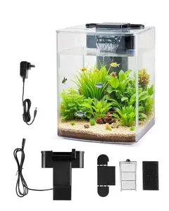 2 Gallon Desktop Fish Tank Aquarium with Smart Arch Clear GPPS, Self Cleaning System, 3 Color Options, Small Compact Betta Tank for Desktop, Easy Maintenance and Quiet Operation, Silent