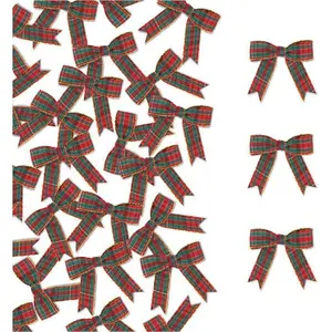 50 count Gingham Ribbon Bows 2.5 Inch Buffalo Plaid Premade Twist Tie Bows for  Wrapping, Wedding,  Shower, Birthday Party, Party Decorations, DIY Craft (Red Green71)