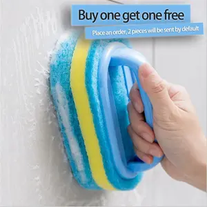 Buy One Get One Free, Sponge Cleaning Brush, Pack of 2, Ergonomic Handle, Super Soft High Quality Sponge Cleaning Brush, Suitable for Home Bathroom and Kitchen Cleaning Tools, Suitable for Bathtubs, Sinks, Tiles, High Efficiency Absorbent Cleaning Tools.